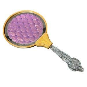 Vintage Hand Mirror Vanity Mirror with Decorative Handle‎ and Printed Back